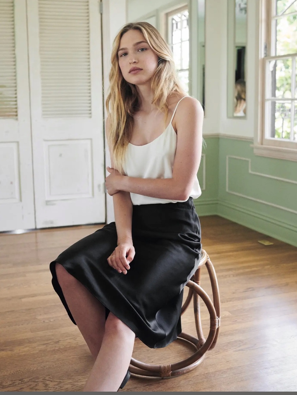 Quince 100% Silk Washable Black Skirt